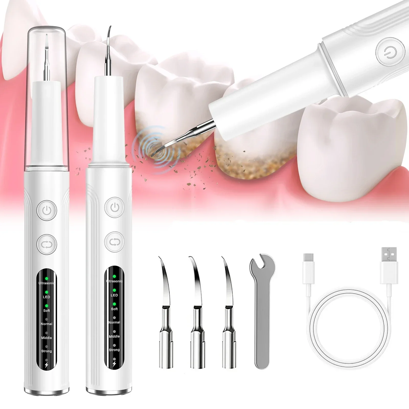 Kit de limpeza de dentes, máquina elétrica dentária em casa, remoção de placa sônica, cão, removedor de cálculo ultrassônico, limpador de dentes