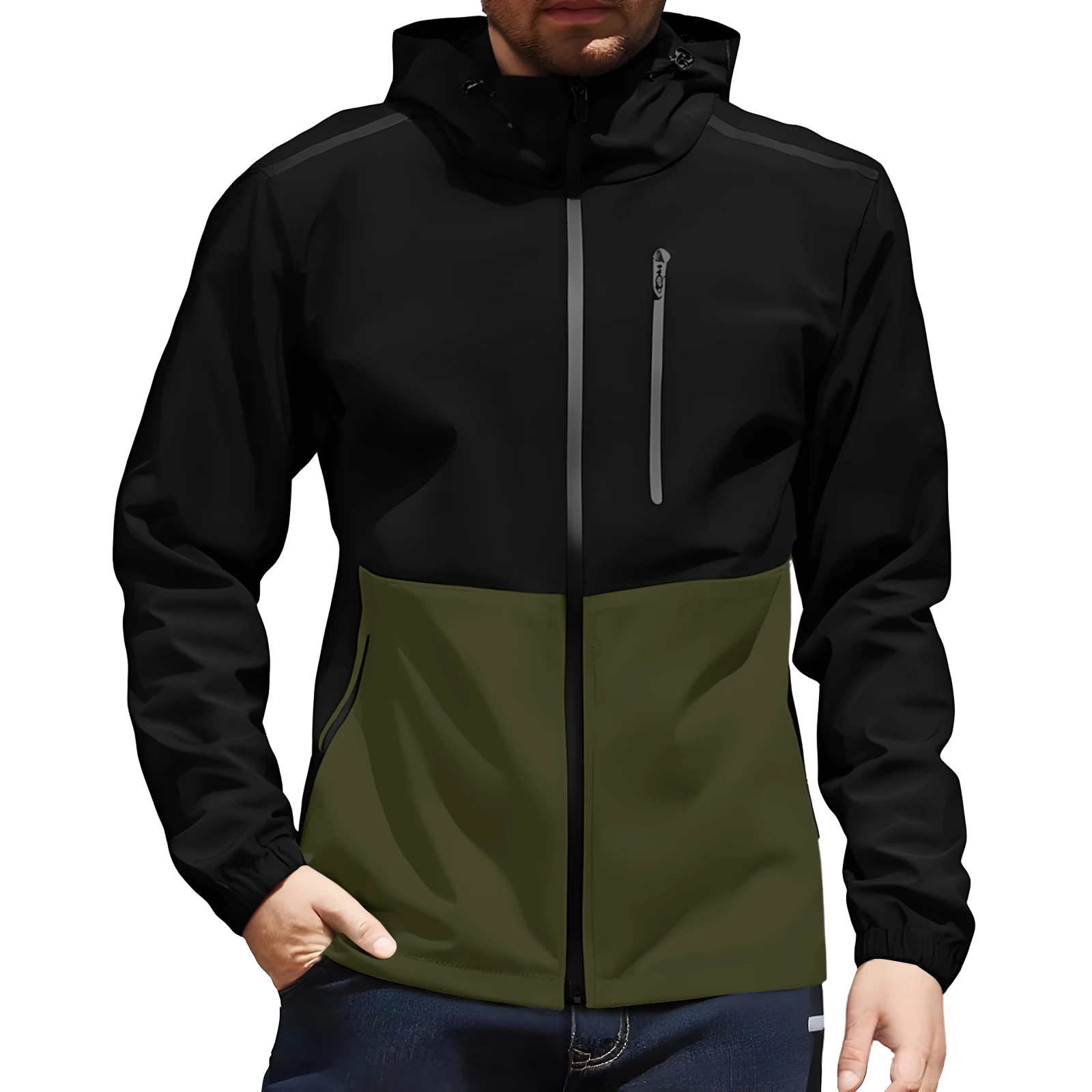 خريف جديد الرجال سترات المطر مقاوم للماء خفيفة الوزن مقنعين في الهواء الطلق يندبروف الستر عادية سستة المشي لمسافات طويلة تسلق معطف واق من المطر