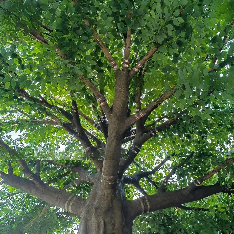 Large Artificial Banyan Tree - Steel Plate Artificial Tree, Realistic Indoor Tree for Outdoor Decoration, Green Plastic Banyan