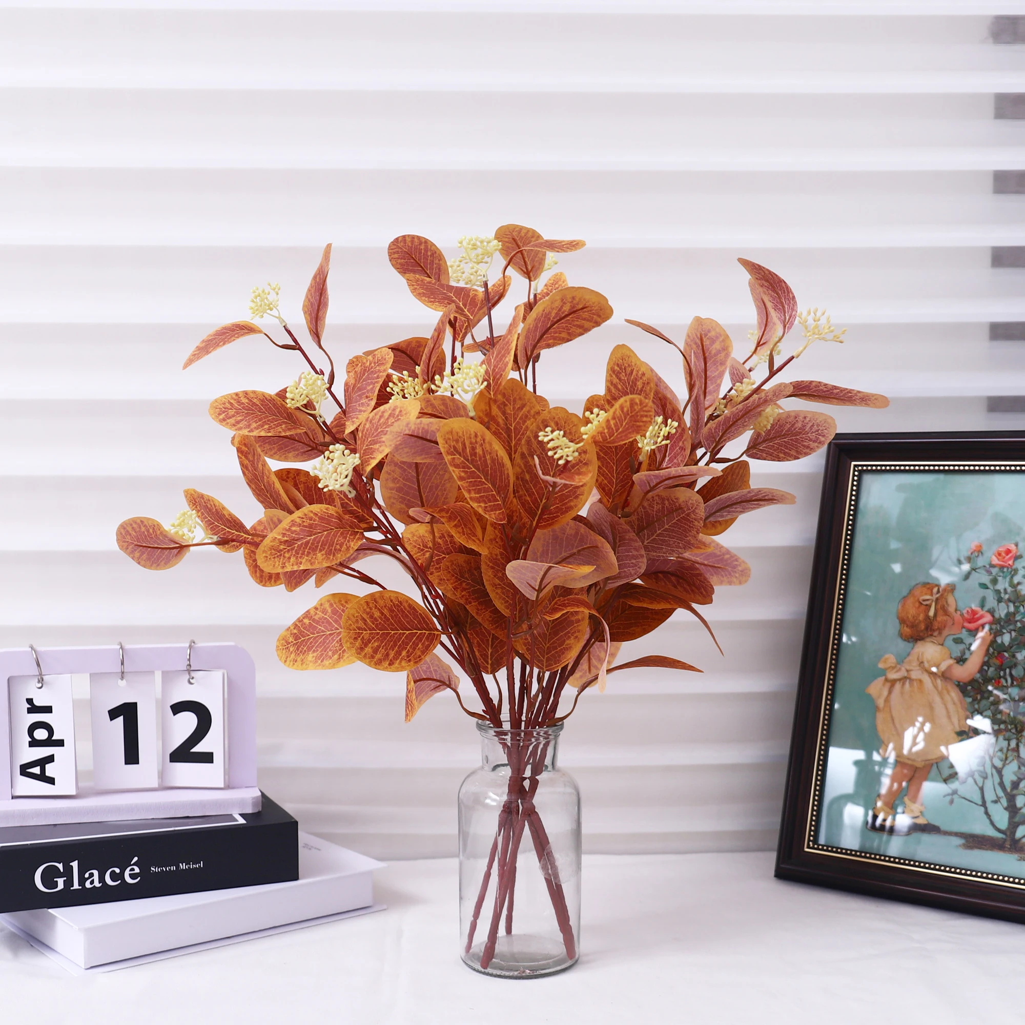 نباتات اصطناعية أوراق الأوكالبتوس أوراق التفاح نبات صناعي للمنزل غرفة المعيشة الديكور حديقة الزفاف في الهواء الطلق ترتيب الحفلات