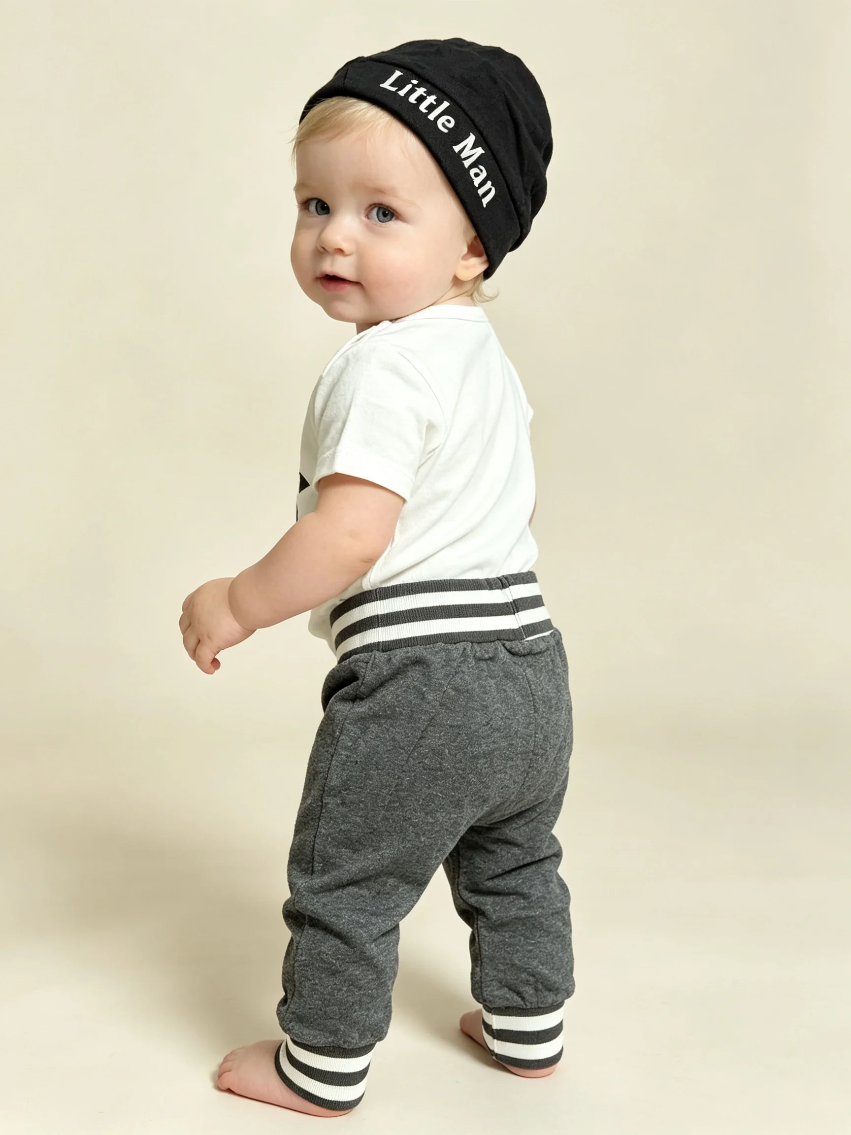 Summer baby boys short sleeve romper tops pants headband 3pcs set for infant kids