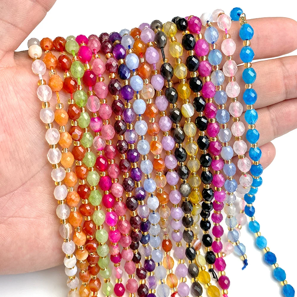 5x6 mm Faceted Oval Stone Beads Natural Agate Chalcedony Spacer Beads for Jewelry Making Diy Bracelet Accessories