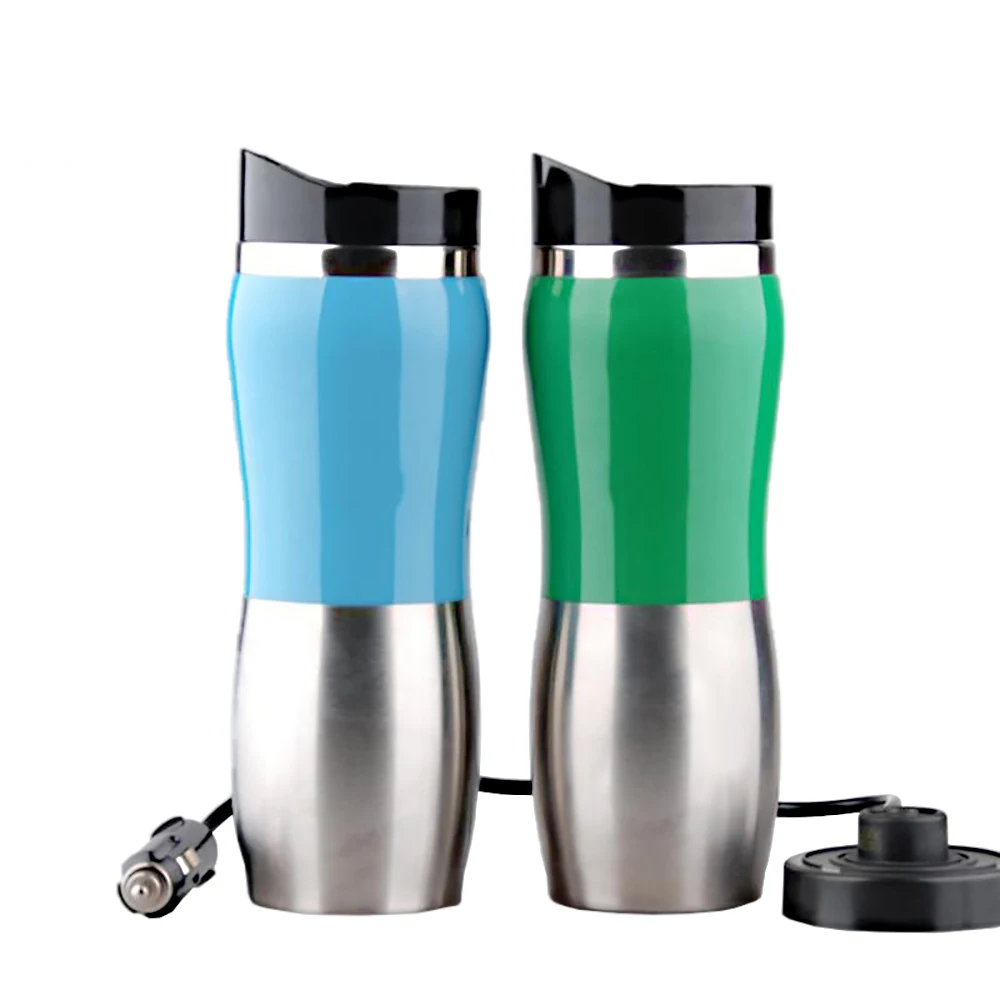 Car Electric Kettle 12V 400ML Car Heating Cup Stainless Steel Thermos Heating Water Bottle Car Kettle Thermos for Water Tea Milk
