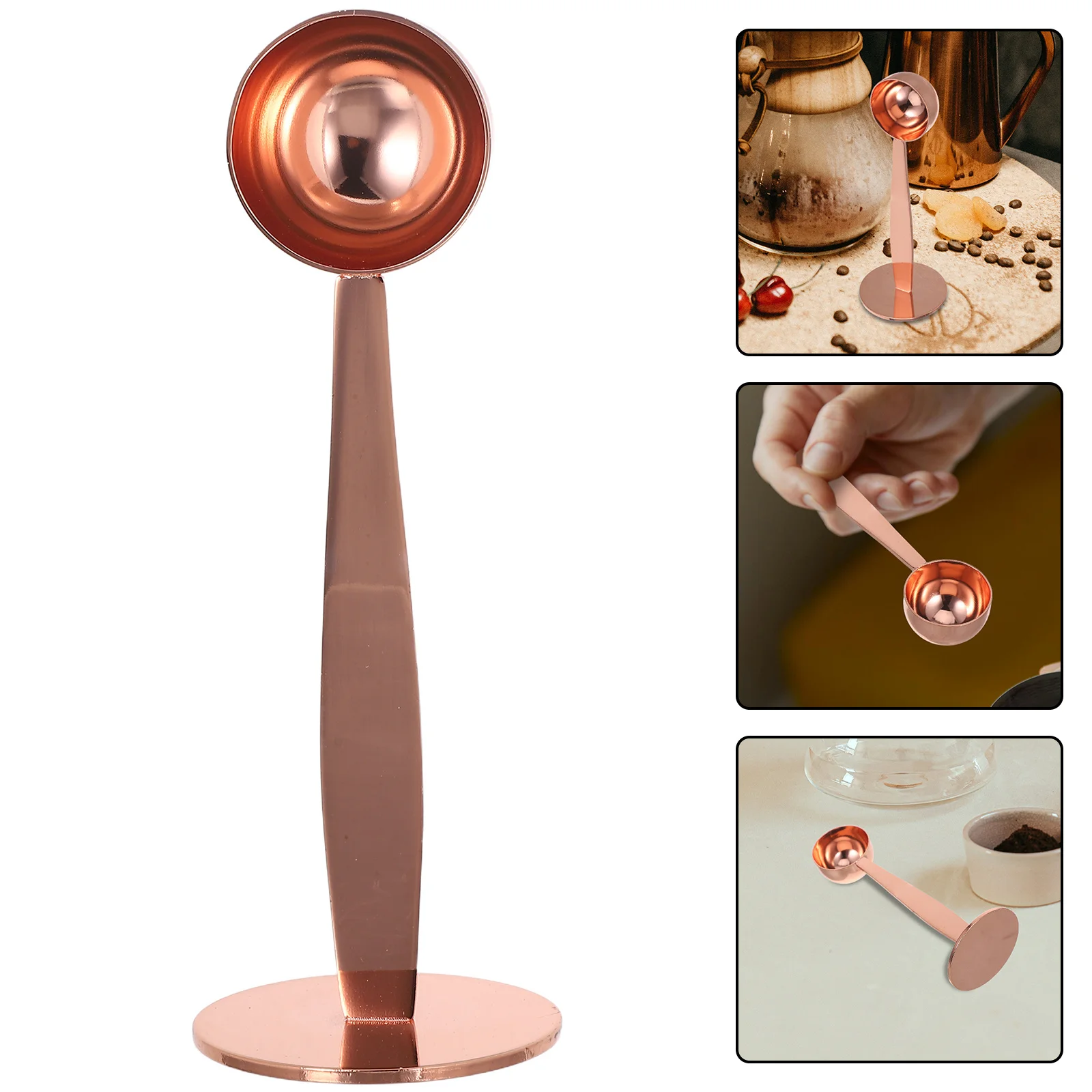 

1pcs Coffee Scoop Stainless Steel Dual Function Coffee Spoon Tamper For Ground Beans Sugar Milk Powder Pressed Bottom Measuring