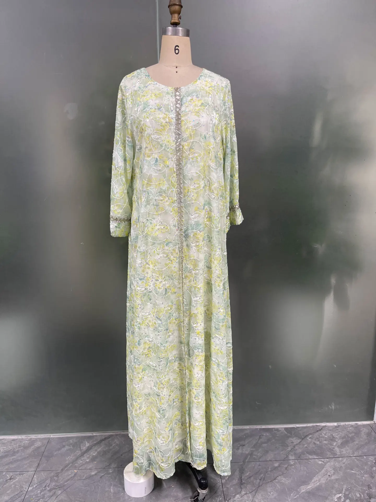 

Dubai Sequins Diamonds Abayas Embroidery Muslim Dress for Women Kaftan Ramadan Musulmane Femme Islamic Clothing Robe Vestidos