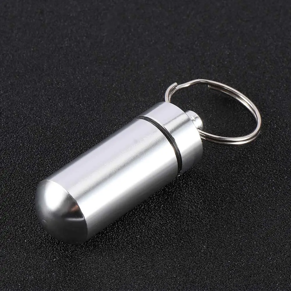 Creative Metal Waterproof Aluminum Pharmacy Bottle Keychain Pill Box Pill Sub-packaging Container Business Travel Storage Box