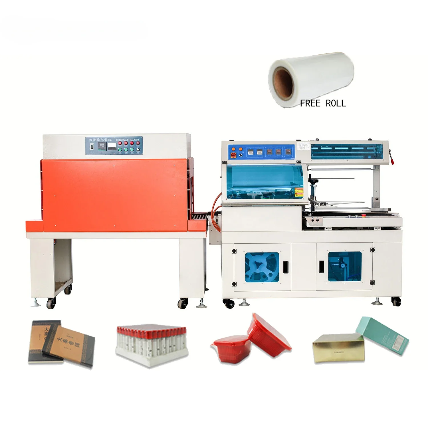 Heat Wiind FQ450 Automatic L POF PE film Sealer Sealing  Auto Shrinking Tunnel Shrink Packing Wrapping Machine for boxes