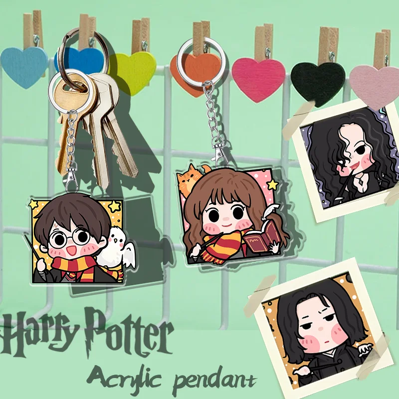 6cm Harry Potter llavero accesorios bolsa colgante periférico acrílico llavero vacaciones Fan amigo regalos colección decorar