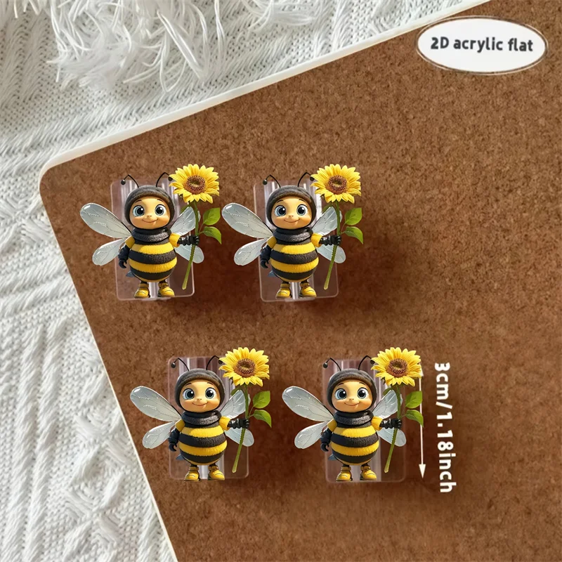 2pcs Bee Hugs Sunflower 2D Acrylic Data Cable Protective Cover Phone Data Cable Protector for iPhone / Type-C Charging Interface