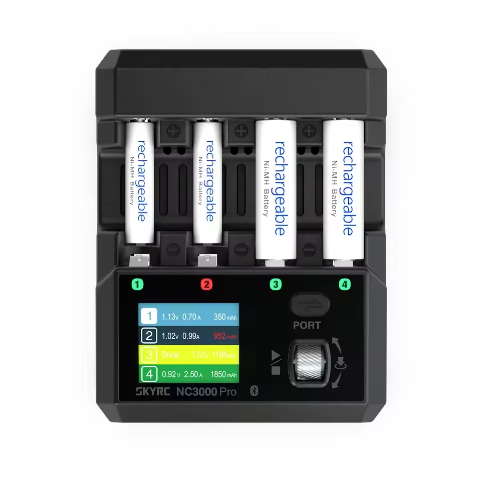 SKYRCNC 充電器 NC3000 PRO NiMH NiCd バッテリー PD/QC AA/AAA カラーLEDスクリーン APP制御 4スロット充電器 放電機能付き