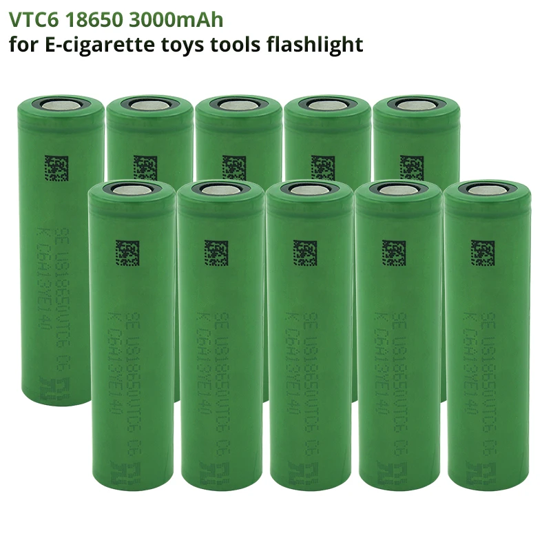 10PCS Original 18650 3.7V 3.0Ah Li-ion Rechargeable Battery for SONY Us18650 VTC6 Toys DIY Power Tools Battery Flashlight