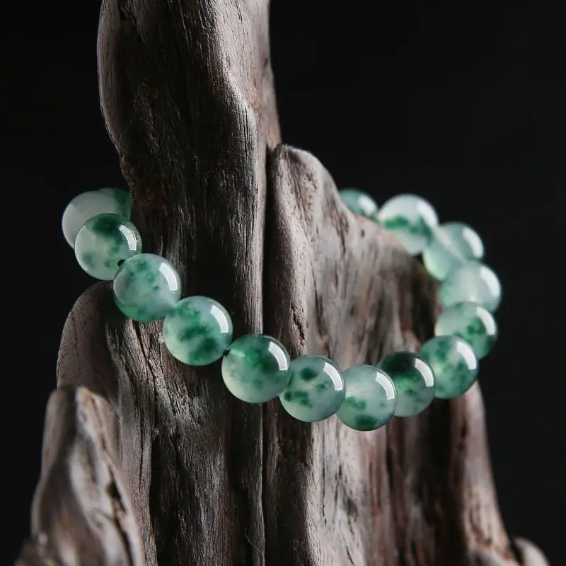 Water Grass Jade Marrow Bracelet Men's and Women's Minimalist Bracelet Retro Round Beads