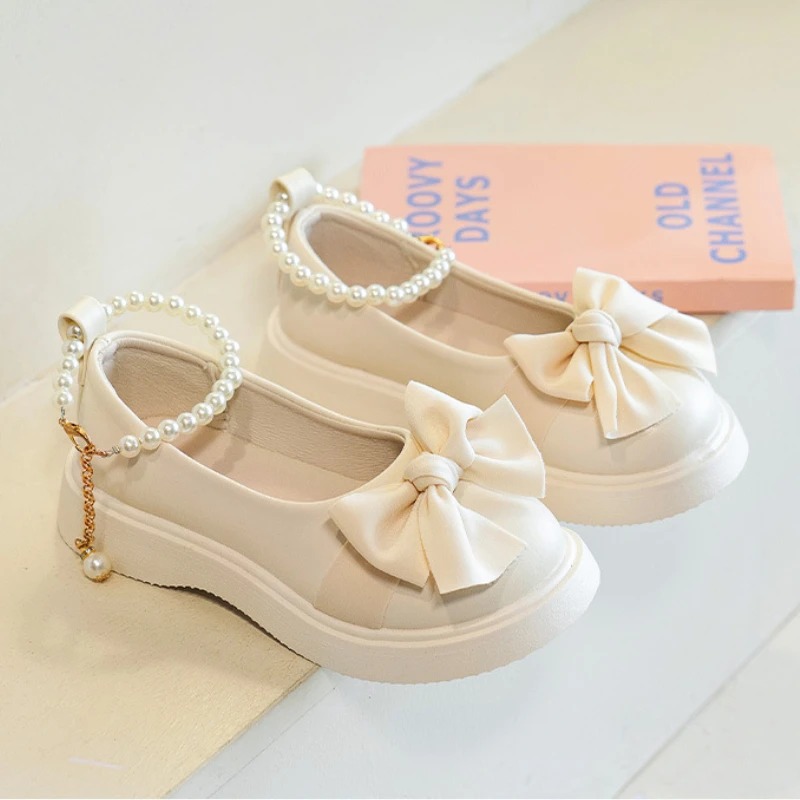 2024 Girls Party Shoes White Black Children Princess School Performance Dress Leather Shoes Fashion Elegant Kids Mary Jane Shoes