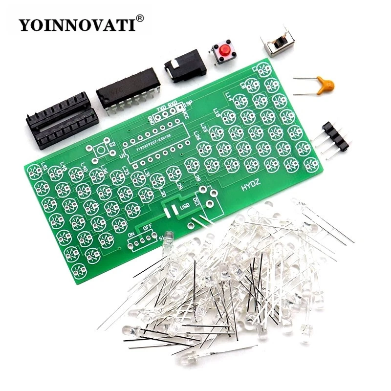 LED Hourglass Learning Kit - STC Microcontroller DIY Soldering Project for Beginners, Simulated Sand Flow Electronics Education