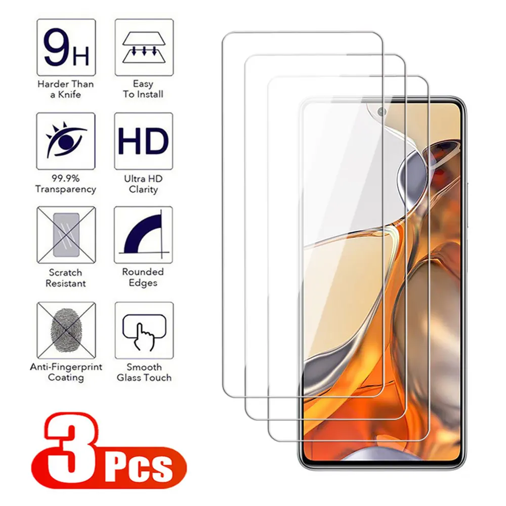 3Pcs Glass For Xiaomi Mi 14 11 12 13 Pro Full Tempered Screen Protector 13T 12T 11T 11i 11X Lite Tempered Protective glass Film