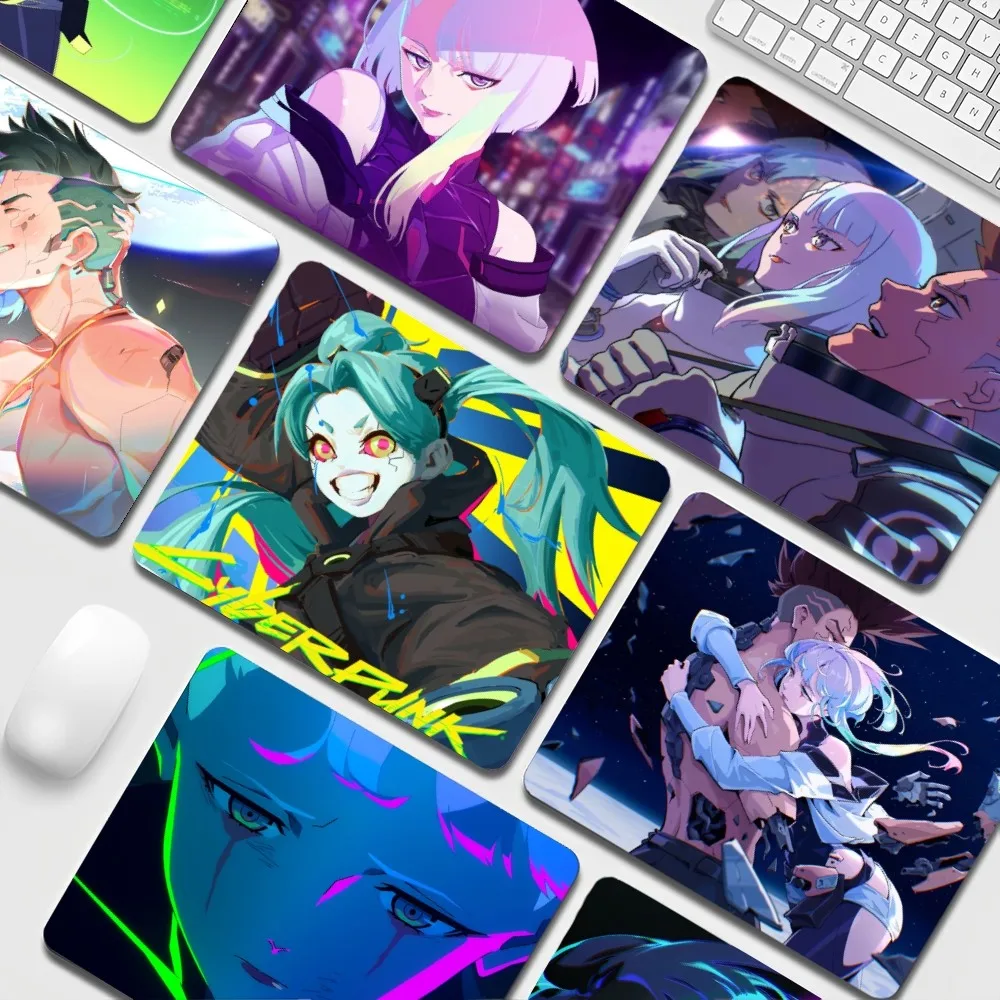 Anime Mouse Pad Gamer Computer Accessories Keyboard Table Mat Gradient Short Hair Cyberpunk Girl Office Gaming Desk Mat