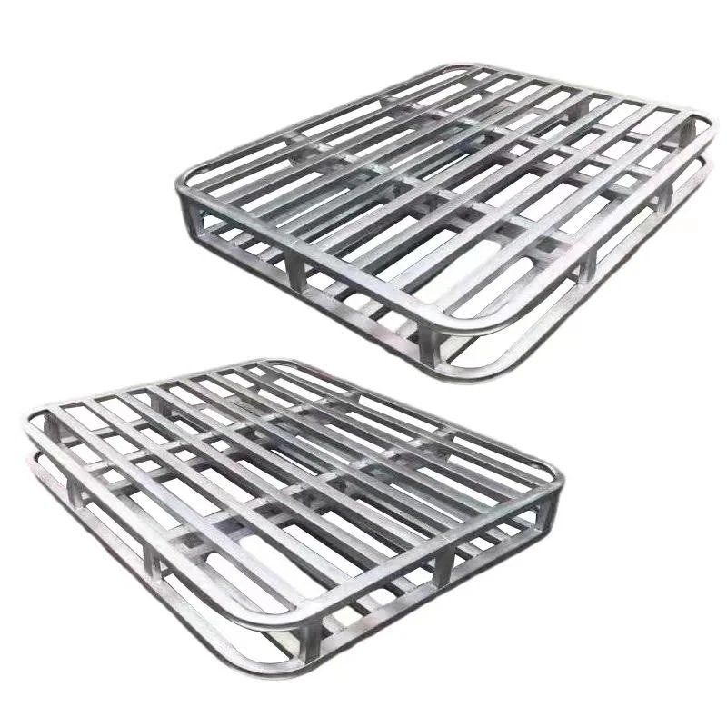 Double Layer Galvanized Steel Round Corner Pallet Warehouse Stackable Metal Pallet Forklift Use Logistics Cargo Transport Tray