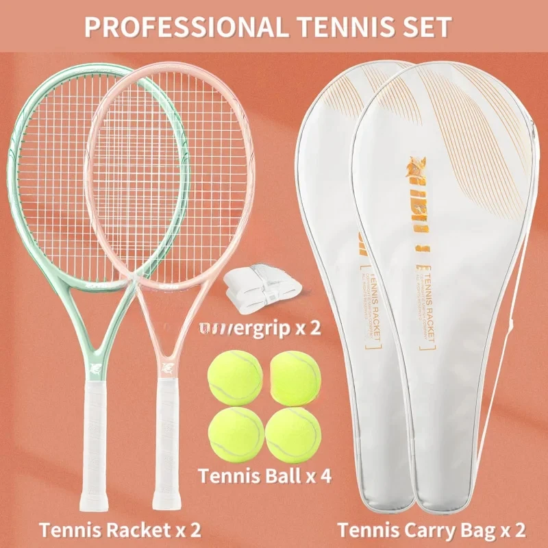 Tennis Racket-with Pre-Strung,Comfortable Handle,Tennis Racquet for Beginner,Includes 4 Tennis Balls,2 Overgrips,Tennis Bag