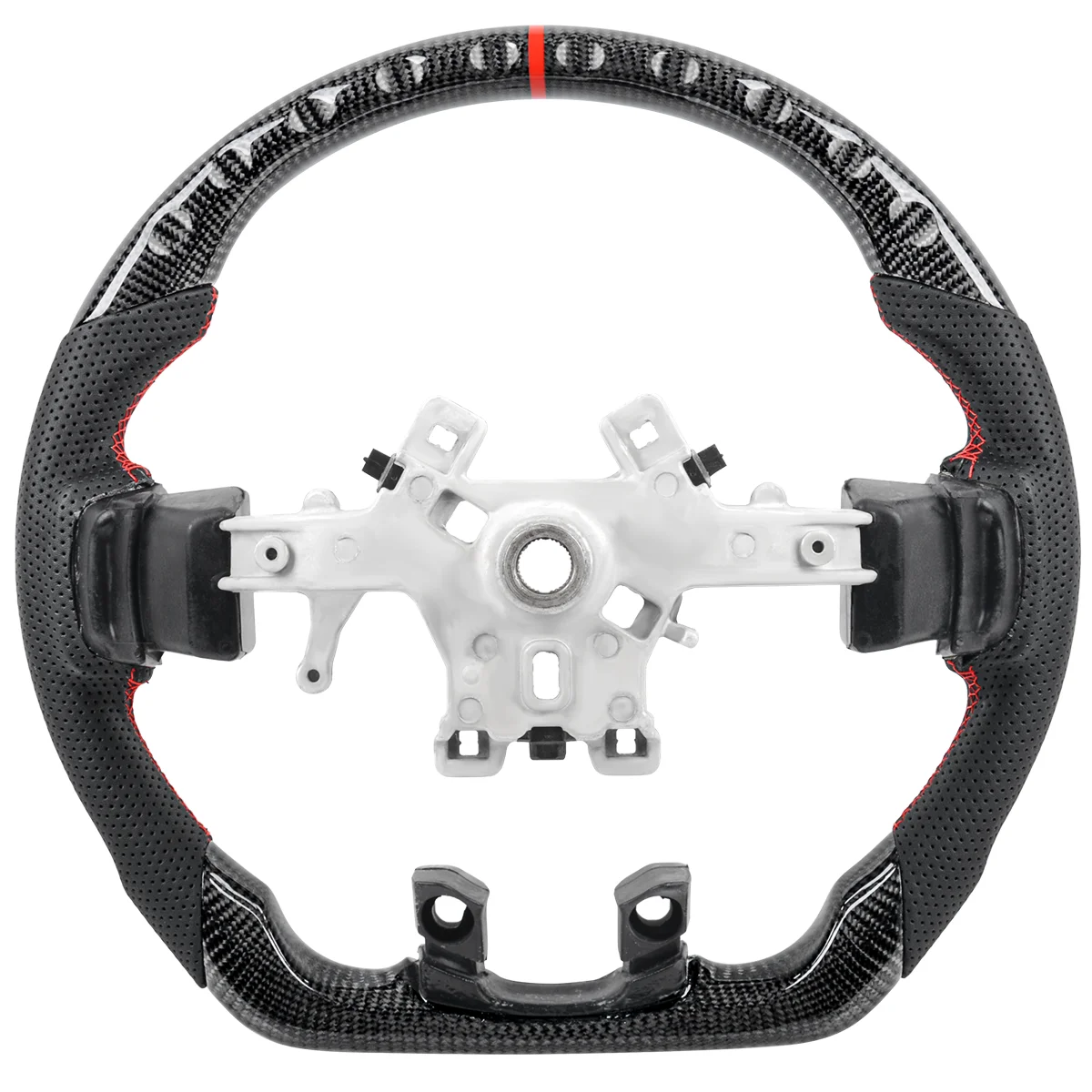 ل دودج رام 1500 2500 3500 2013 2014 2015 2016 2017 2018 ريال ألياف الكربون عجلة القيادة عجلة سباق جلدية مثقوبة #3