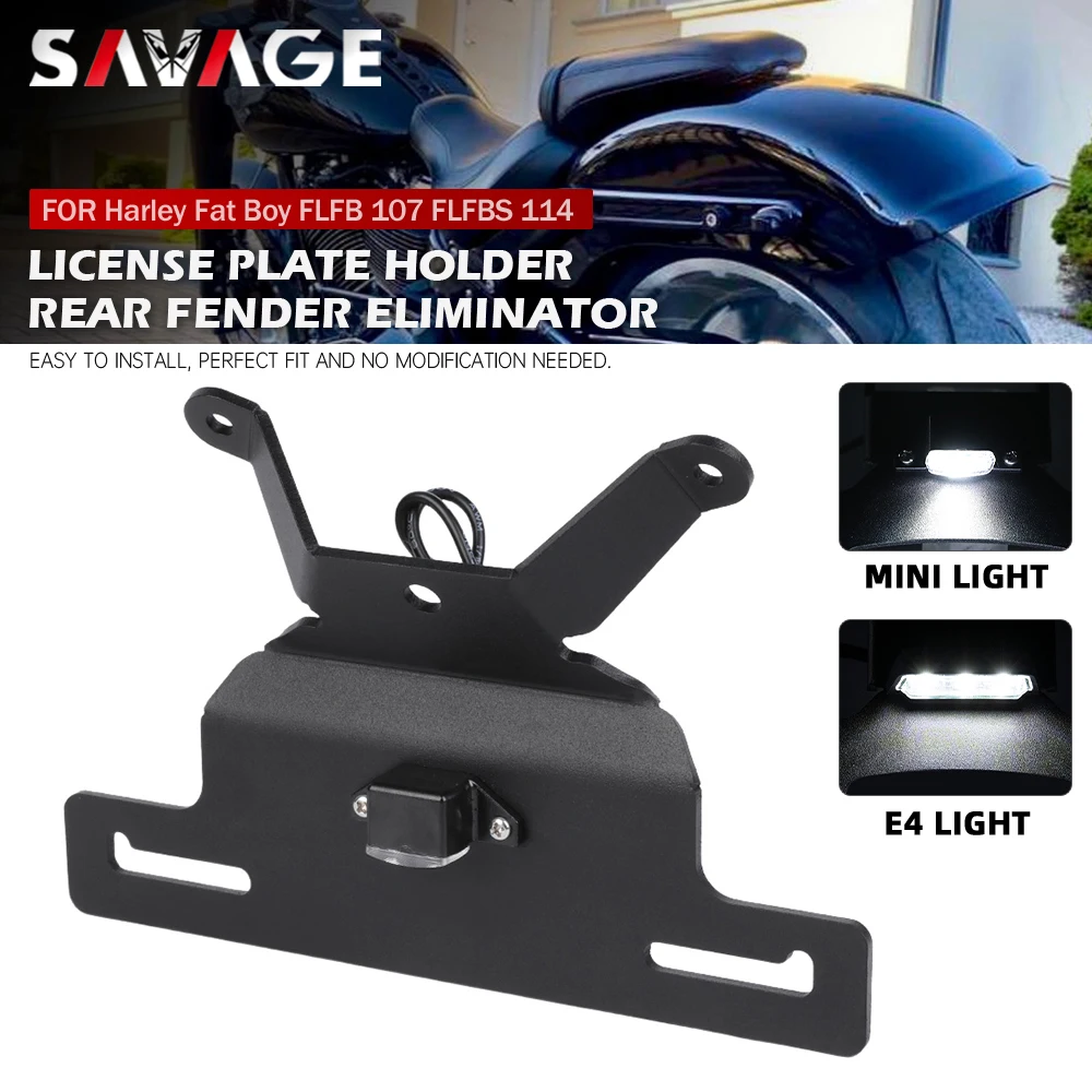 

Держатель номерного знака, светодиодный светильник для Harley Fat Boy 114 107 2018-2024, хвост мотоцикла, аккуратное крыло, задний кронштейн FLFB