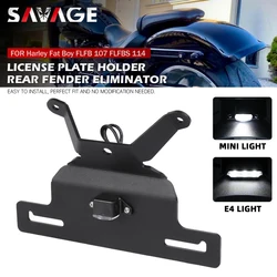 License Plate Holder LED Light For Harley Fat Boy 114 107 2018-2024 Motorcycle Tail Tidy Fender Eliminator Rear Bracket FLFB