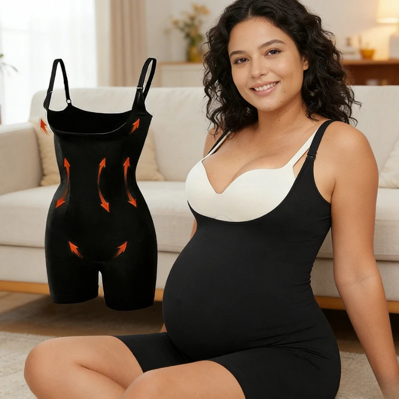 

Бесшовное корректирующее боди для беременных - с поддержкой живота, из эластичной ткани, шорты под платье для беременных женщин