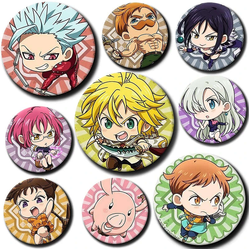 

58mm New Anime The Seven Deadly Sins Pins Tinplate Badge DIY Cartoon Brooch Pin for Clothes Decoration Fans Collection Gifts