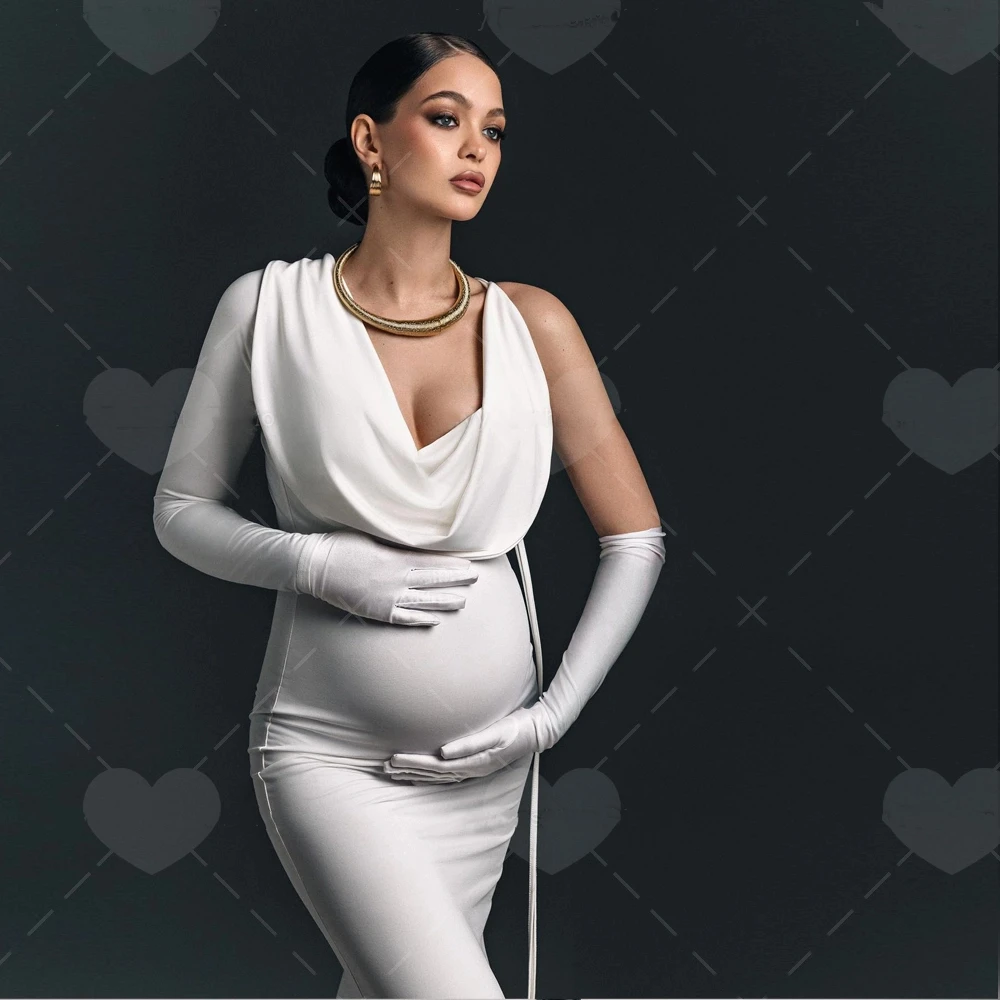 

Maternity Dresses For Photo Shoot Solid Color One Shoulder Slim Fit Elastic Fabric Dress Party Dress For Pregnant Women