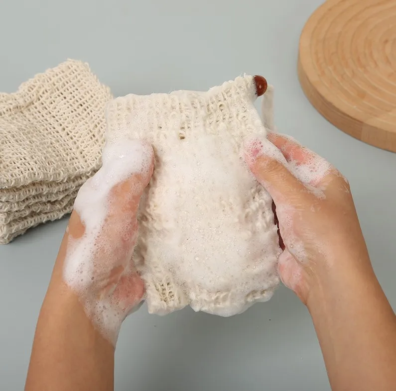 500pcs Bath Exfoliating Mesh Bags For Shower Body Massage Scrubber Natural Ramie Soap Bag Sisal Saver Spa Foaming Pouch ni710