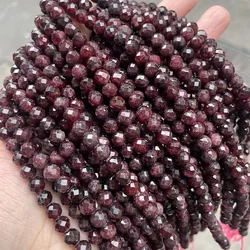 Natural Garnet Faceted Beads 4mm 6mm 8mm 9mm 10mm Faceted Round Gem stone loose beads For jewelry making 1string 15.5