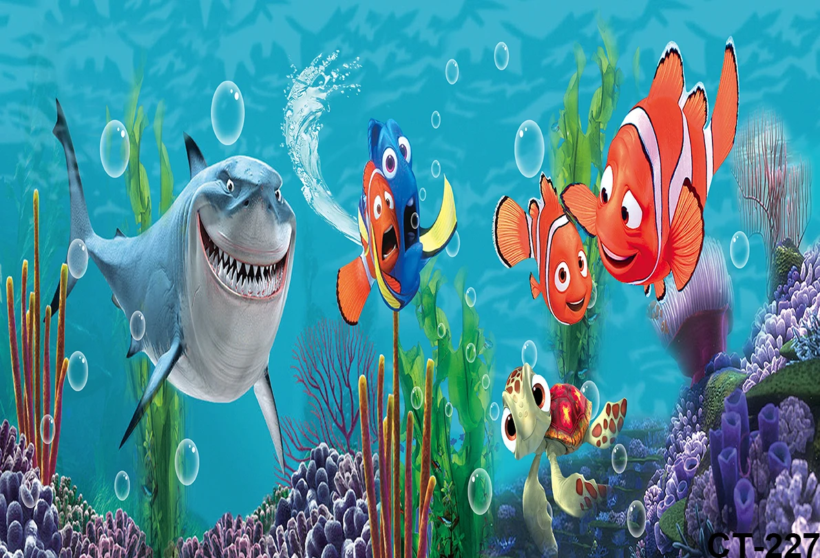 Disney trovare festa di compleanno sfondo ragazzo bambino Nemo Dory Marlin coralli bolle sfondo fotografico subacqueo Studio fotografico