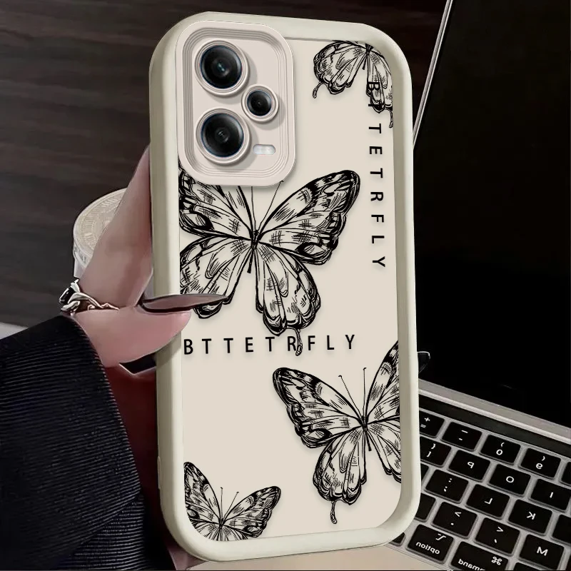 ピンクの蝶の美的ケース Xiaomi Redmi A5 A4 A3 A3X A2 A1 Plus 13X Redmi K80 Ultra K70 K70E K60 K60E K50 K40 K40S K30用