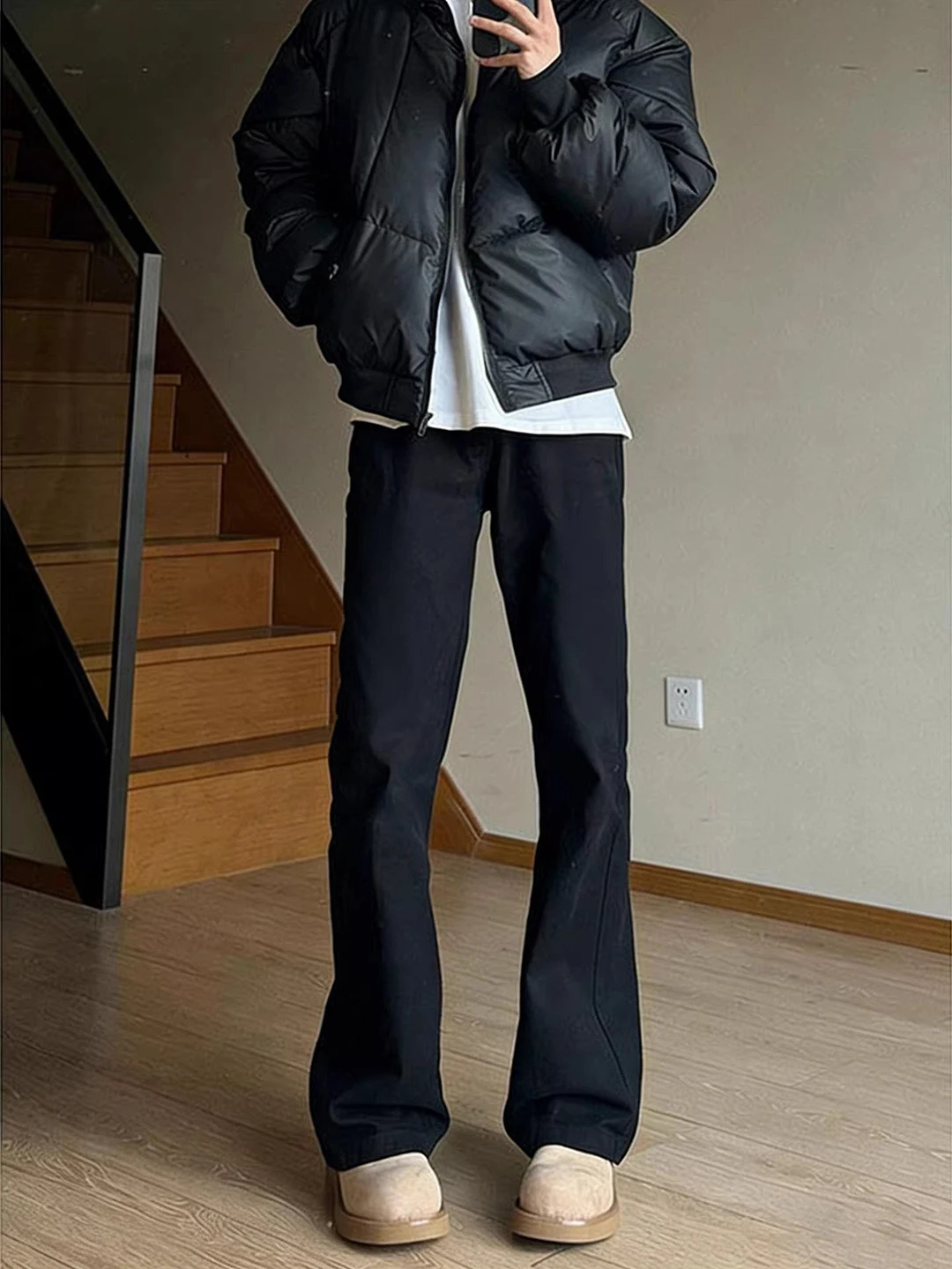 

Мужские зимние брюки Bla Bell Bot с меховой подкладкой, в стиле американского стритстайла, приталенные, удлиненные, прямого кроя