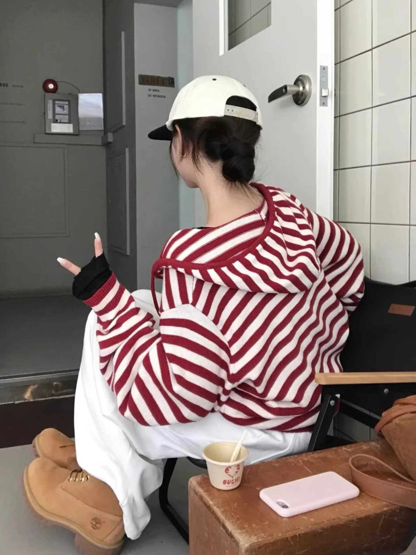 レディース ルーズフィット ストライプ ジップニット カーディガン 秋冬新作 スレ 快適な着心地 カジュアル ウィンド 女性用 ロングスリーブ...