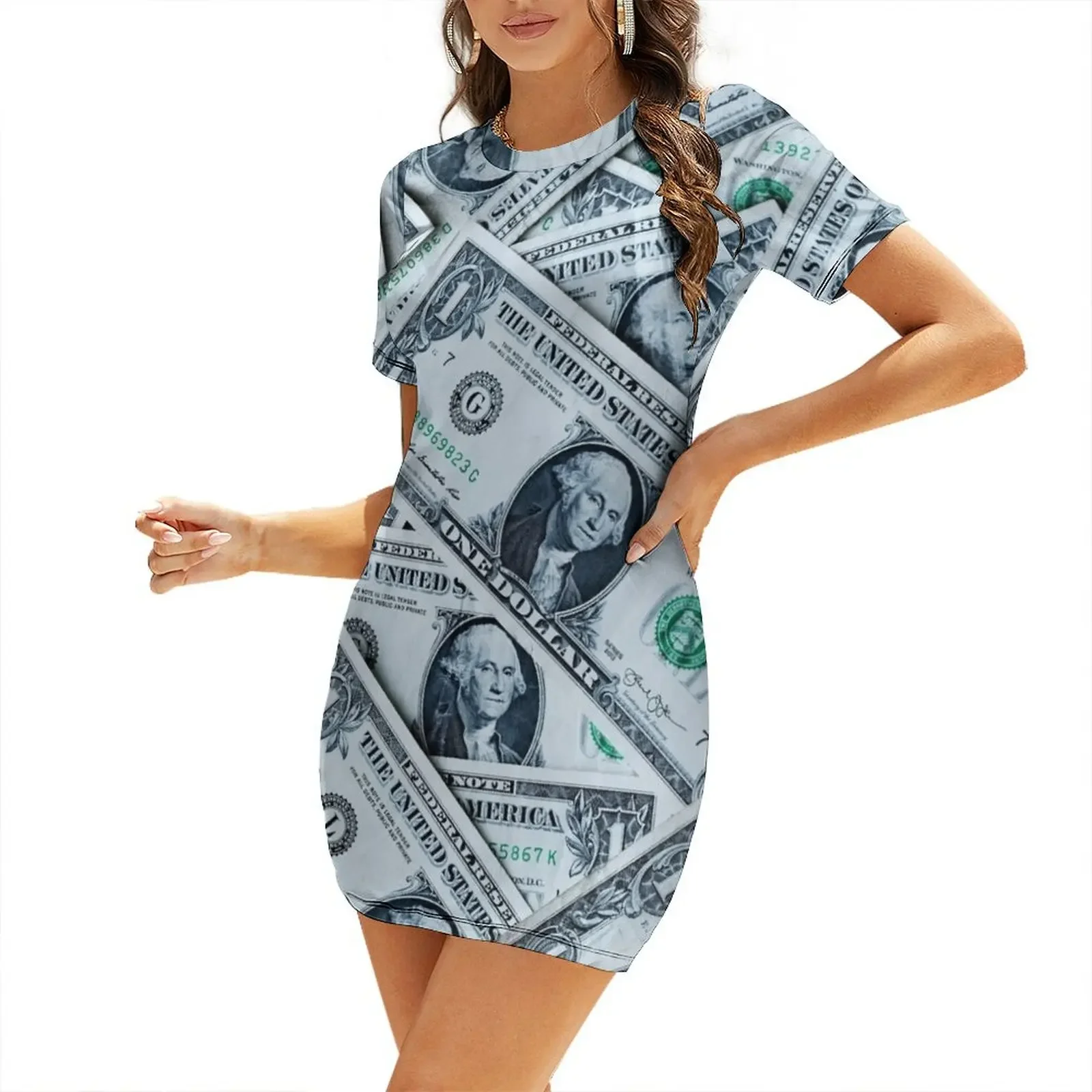

Money Short-Sleeved Dress birthday dress sensual sexy dress for women women clothing 2025 new arrivals Women's dresses