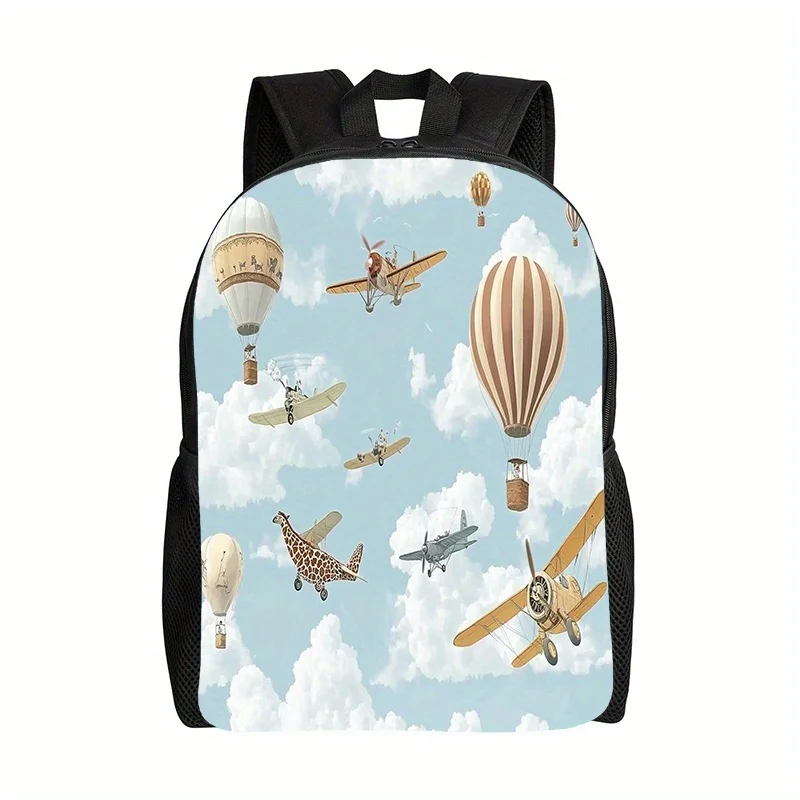 

Aviation Themed Backpack - Large Capacity Lightweight Travel Backpack, Retro Airplane Pattern Laptop Bag, Suitable for School