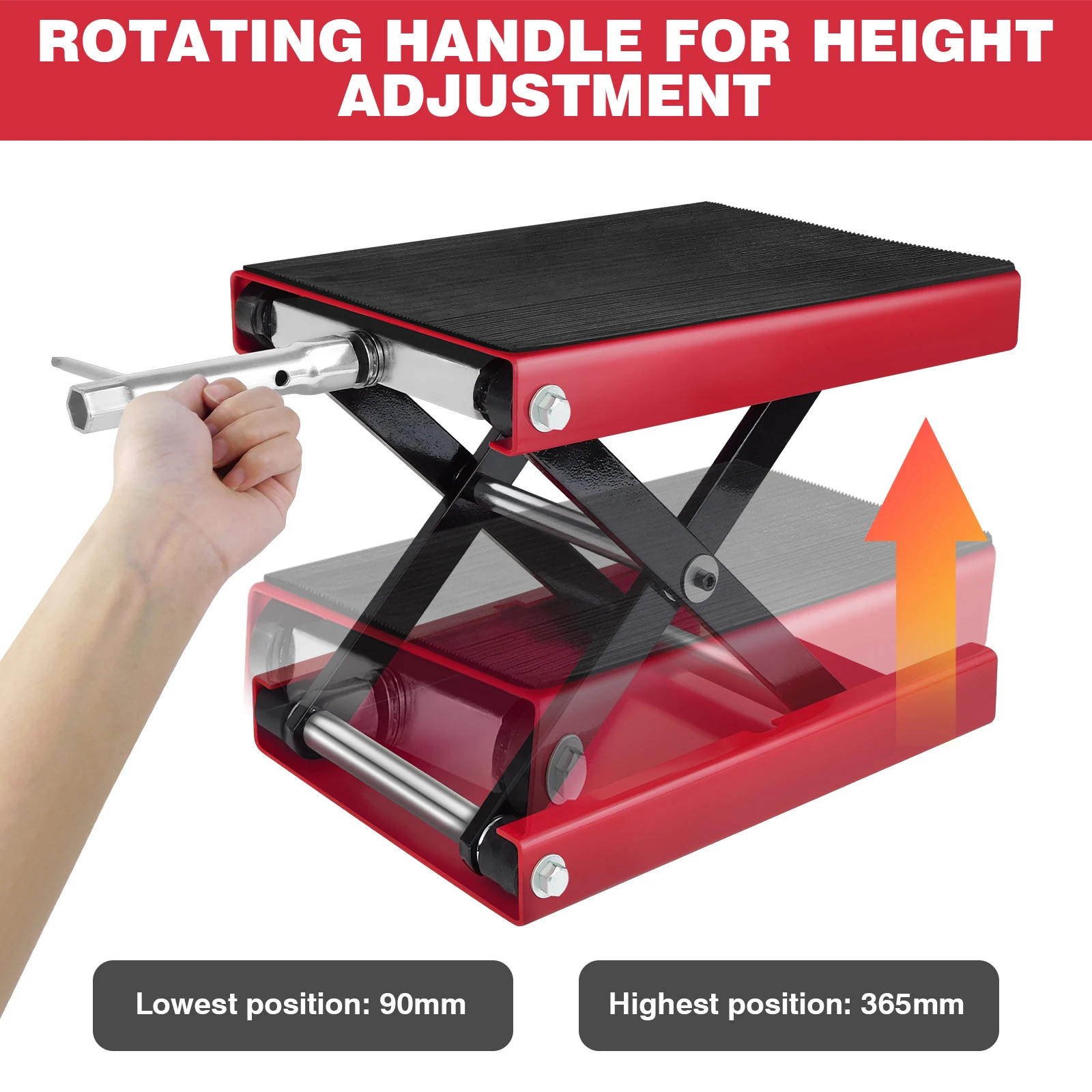أداة إصلاح الدراجات النارية الثقيلة ، مركز جاك ، رفع مقص ، سطح واسع ومقبض ، 1100 رطل