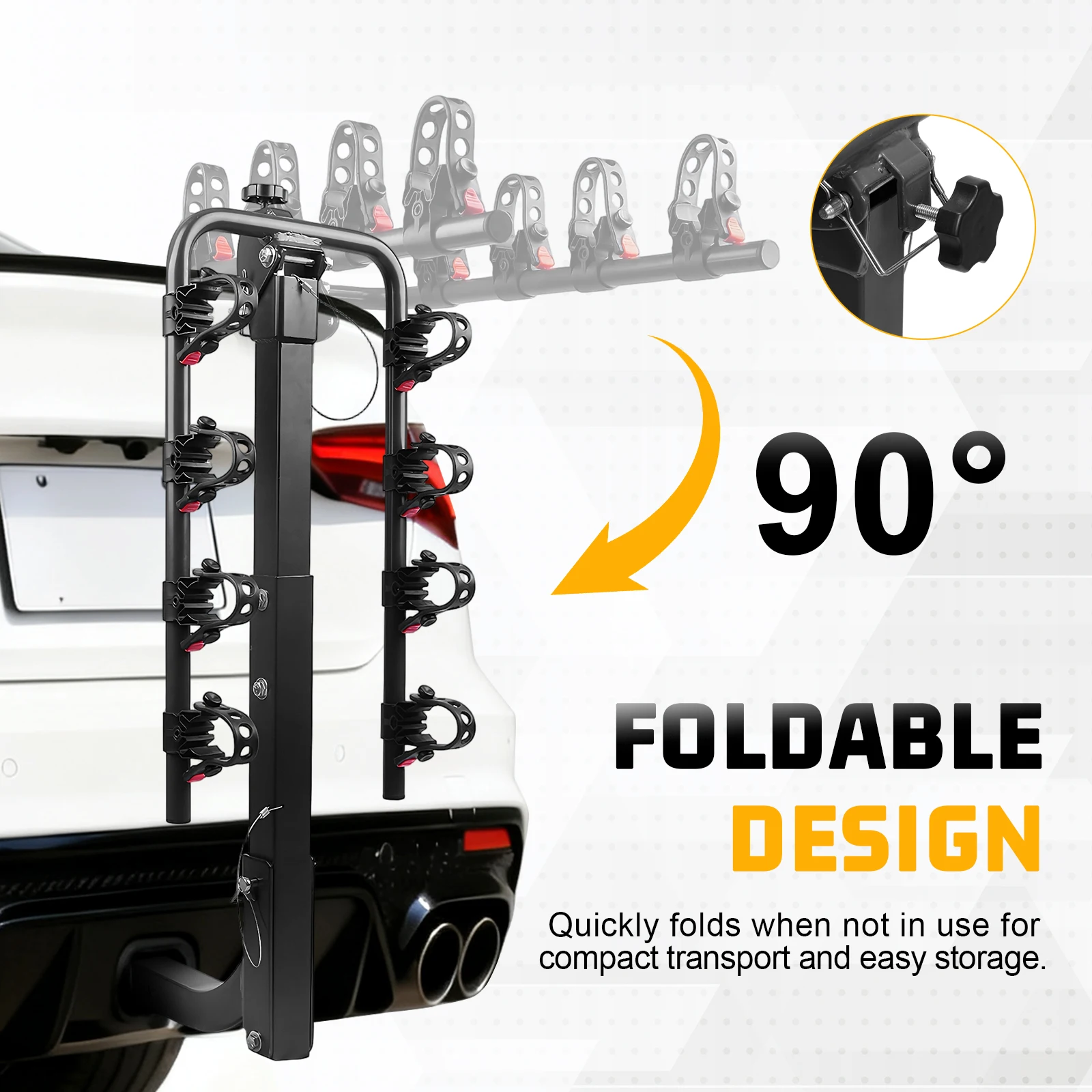 

4-Bike Hitch Mount Rack Foldable Bicycle Carrier Rack for Cars Trucks SUVs Minivans