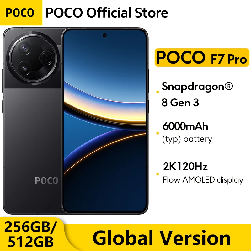 Глобальная версия смартфона POCO F7 Pro 5G 256 ГБ 512 ГБ флагманский Snapdragon ®   AMOLED-дисплей 8 поколений, 120 Гц, 2K, 90 Вт, 50 МП, камера