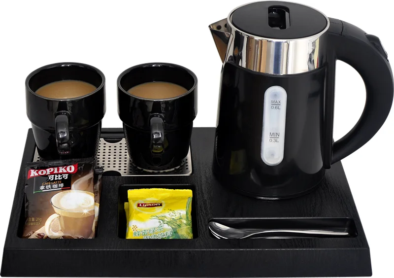 Factory Directly Supply Modern Design Hotel Using Water Electric Kettle With Hotel Welcome Tray Set