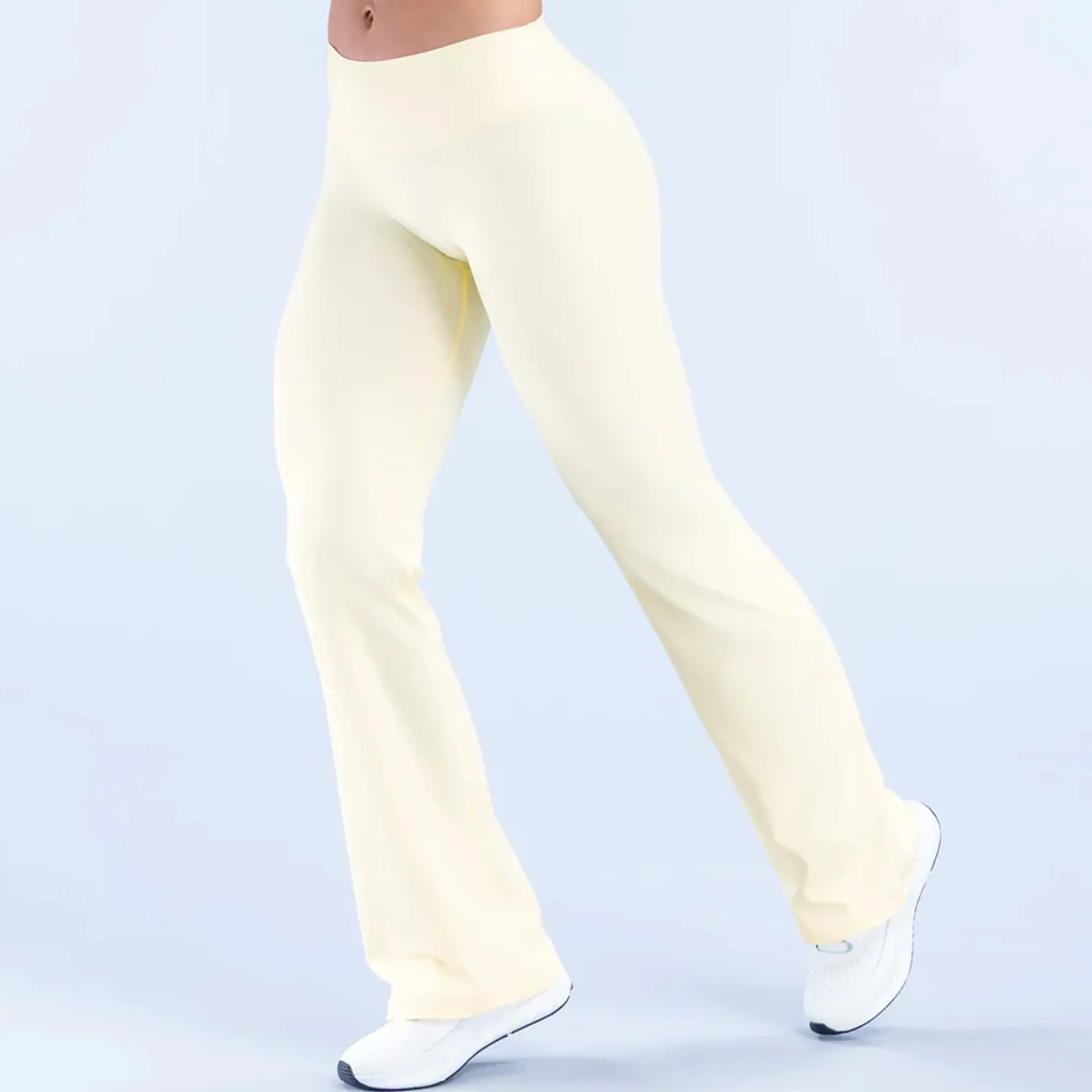LOGO Women High Rise Flared Yoga Pants Butt Lifting Naked Soft Stretch Gym Running Daily Long Workout Pants