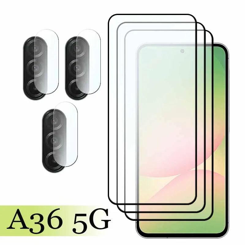 For Samsung Galaxy A36 5G Screen Protector 9H Anti-Scratch Tempered Glass Full cover For Galaxy A36 5G Soft fiber Camera film