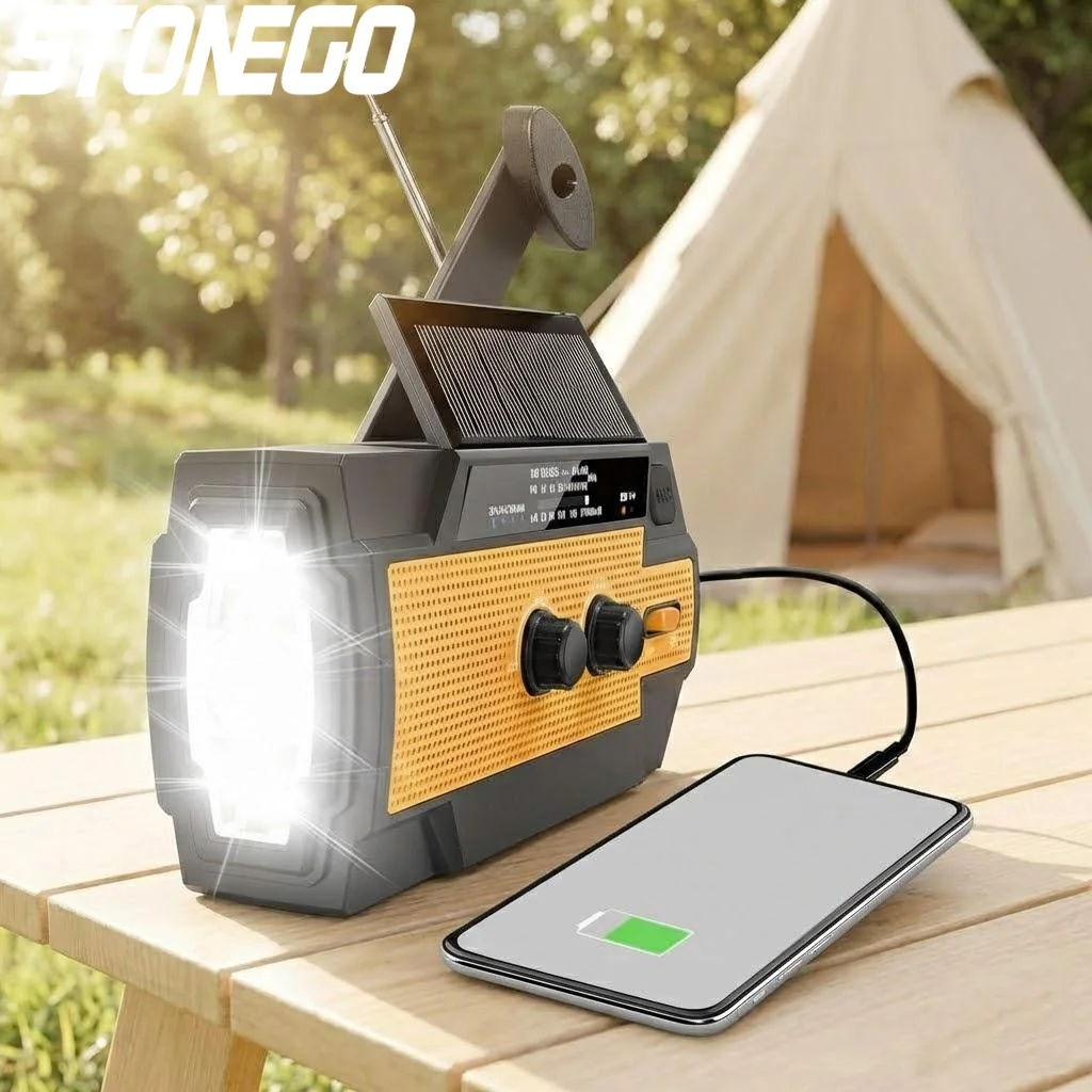 

Портативное аварийное солнечное радио с ручным динамо-генератором 4000 мАч, AM/FM/NOAA, погодное радио, фонарик, зарядка для телефона, сигнализация SOS