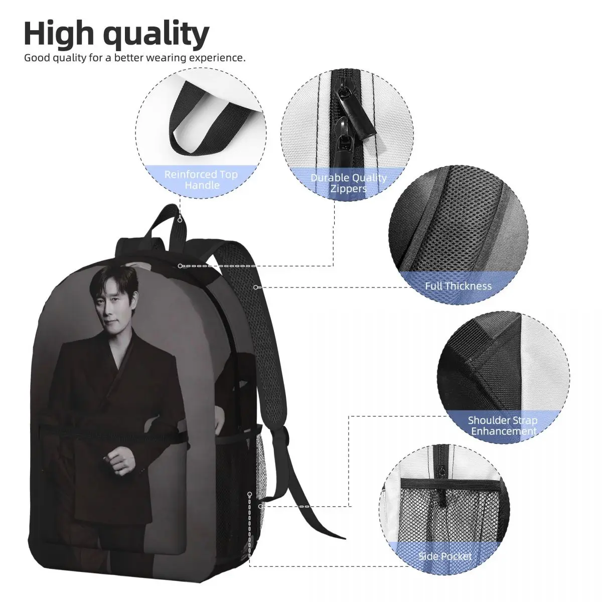 Lee Byung Hun Actor Backpack Hot Sale Daypack Large Capacity Children BookBag School Bag Shoulder Bags for Men Women