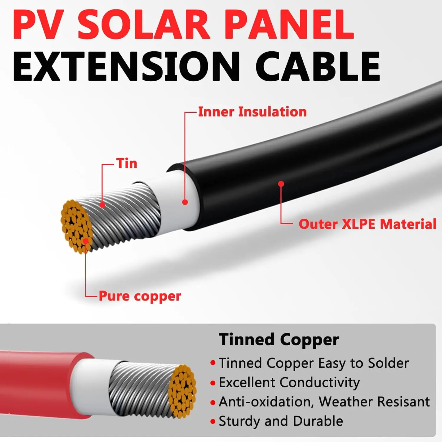 2X100 Feet Solar Panel Extension Cable, 10Awg Solar Cable, Solar Panel Cable With Female And Male Waterproof Connectors For Rv,