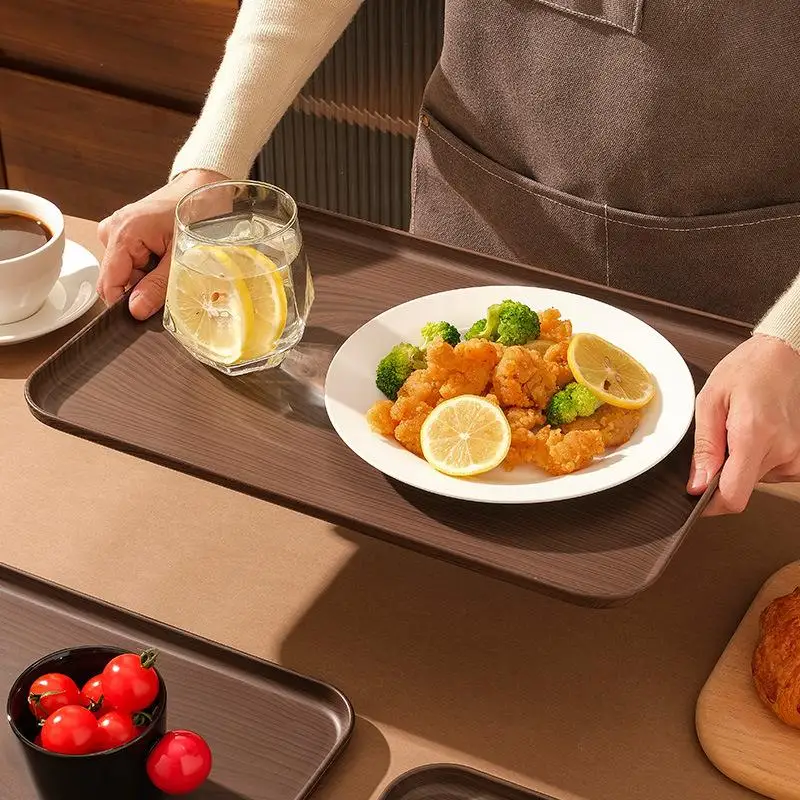 1/3 pièces, plateau rectangulaire en plastique PP de style nordique, idéal pour servir des aliments et du pain, plateau de service pour hôtels, plateau de rangement pour la cuisine et la table.
