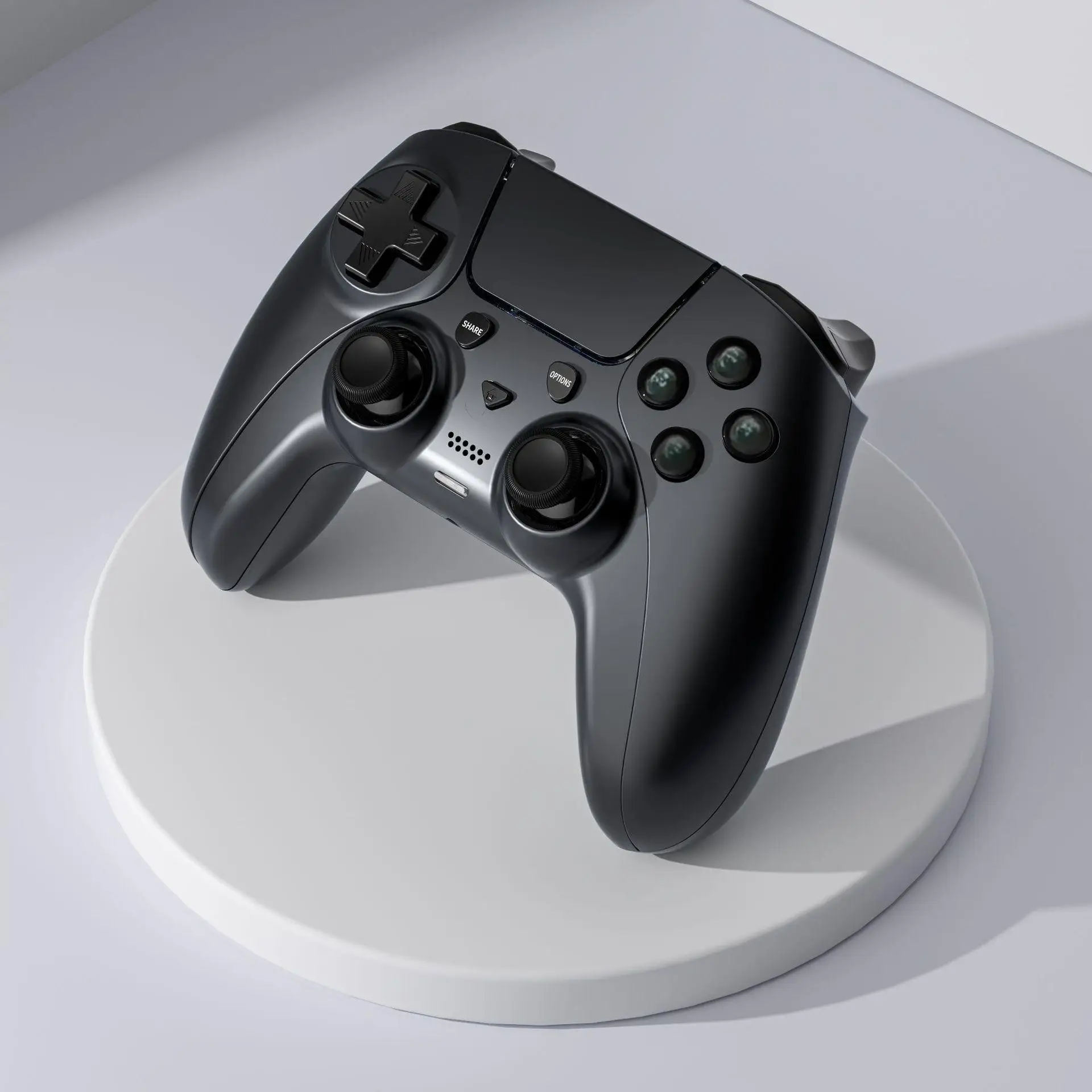 ตัวควบคุมไร้สายสำหรับเกมแพด4แบบสั่นคู่ฟังก์ชันเทอร์โบสำหรับพีซีที่มีการเขียนโปรแกรมปุ่มย้อนกลับจอยสติ๊กสำหรับ PS4