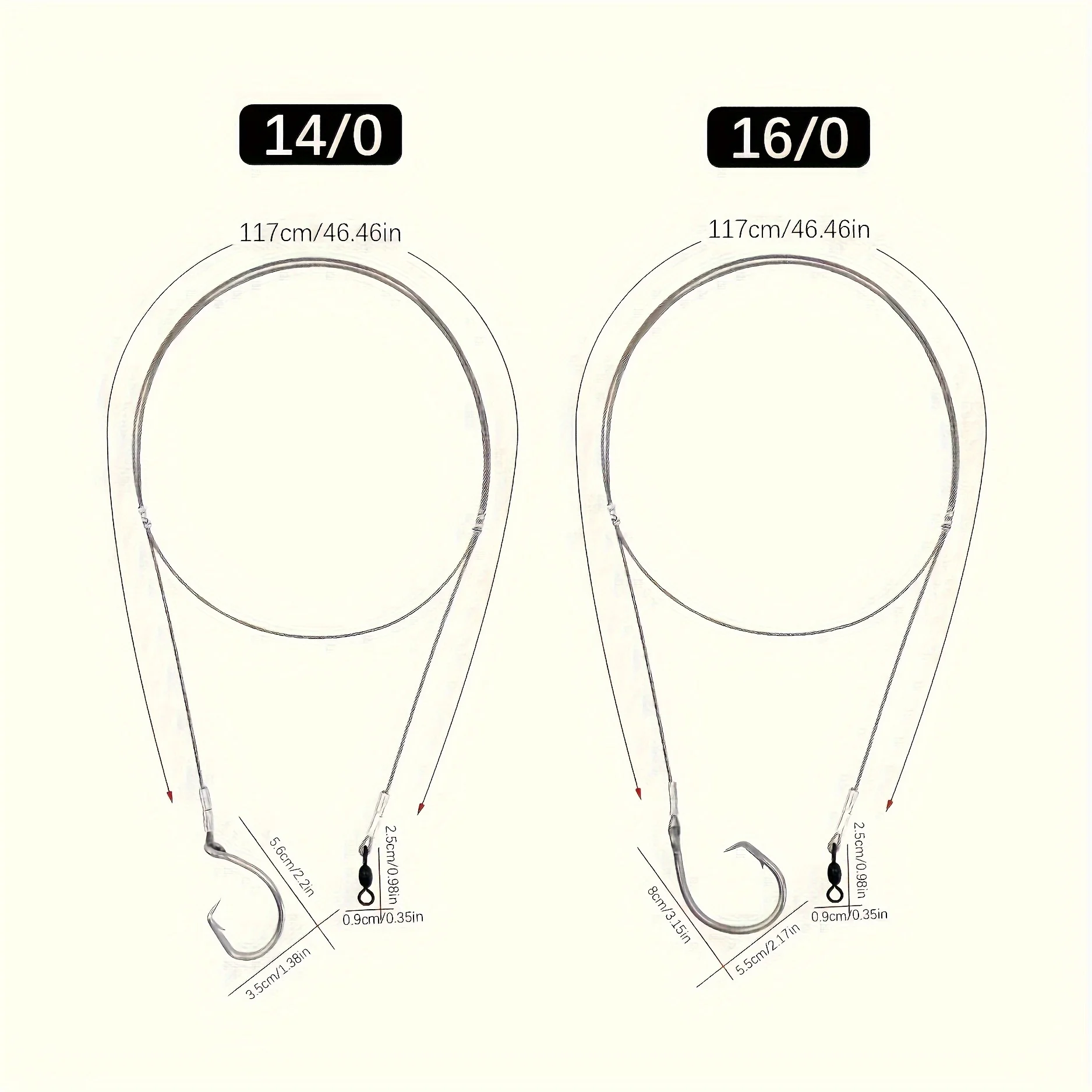 2pcs Circle Hooks Rigs Fishing Hooks Octopus Circle Hooks with Leaders Catfish Hook Rigs Stainless Steel Wire Saltwater