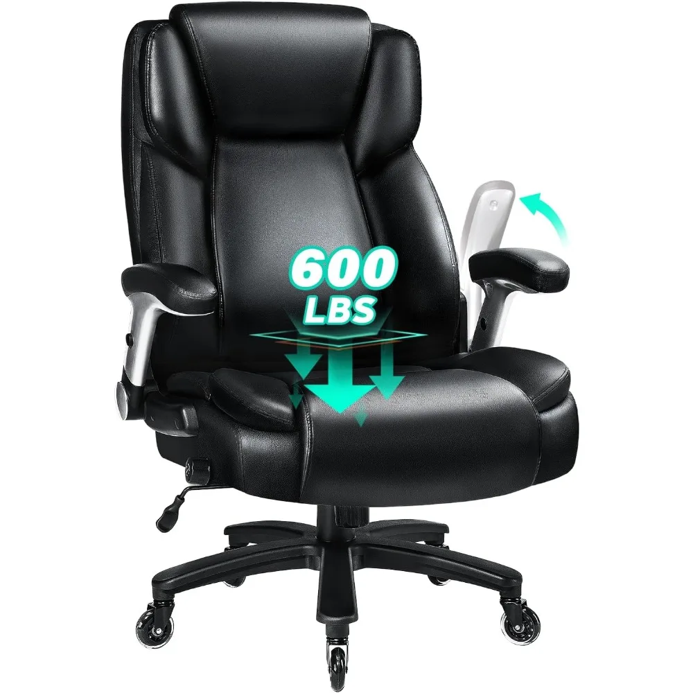 

600lbs Big and Tall Office Chair with Flip up Armrest, Large Heavy Duty with Ergonomic Lumbar Support, Executive Office