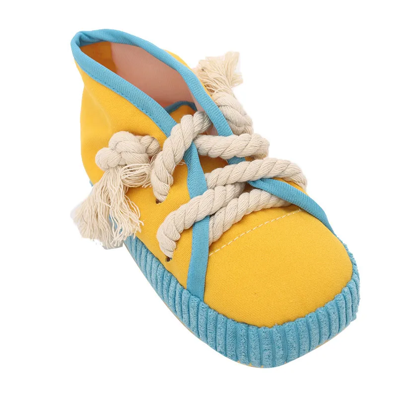 

Squeaky Dog Slipper Toy Chew Rope Toy for Puppy Interactive Bite Resistant Self-Play Pet Toy for Small Dogs Teeth Cleaning